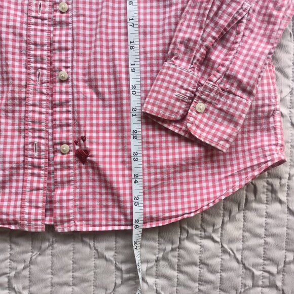 100% Cotton Gap Women's Red Checked Gingham Button-Down Shirt with Embroidery - Picture 12 of 12